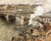 Camille Pissarro Pont Boiedieu in Rouen in a Drizzle France oil painting artist